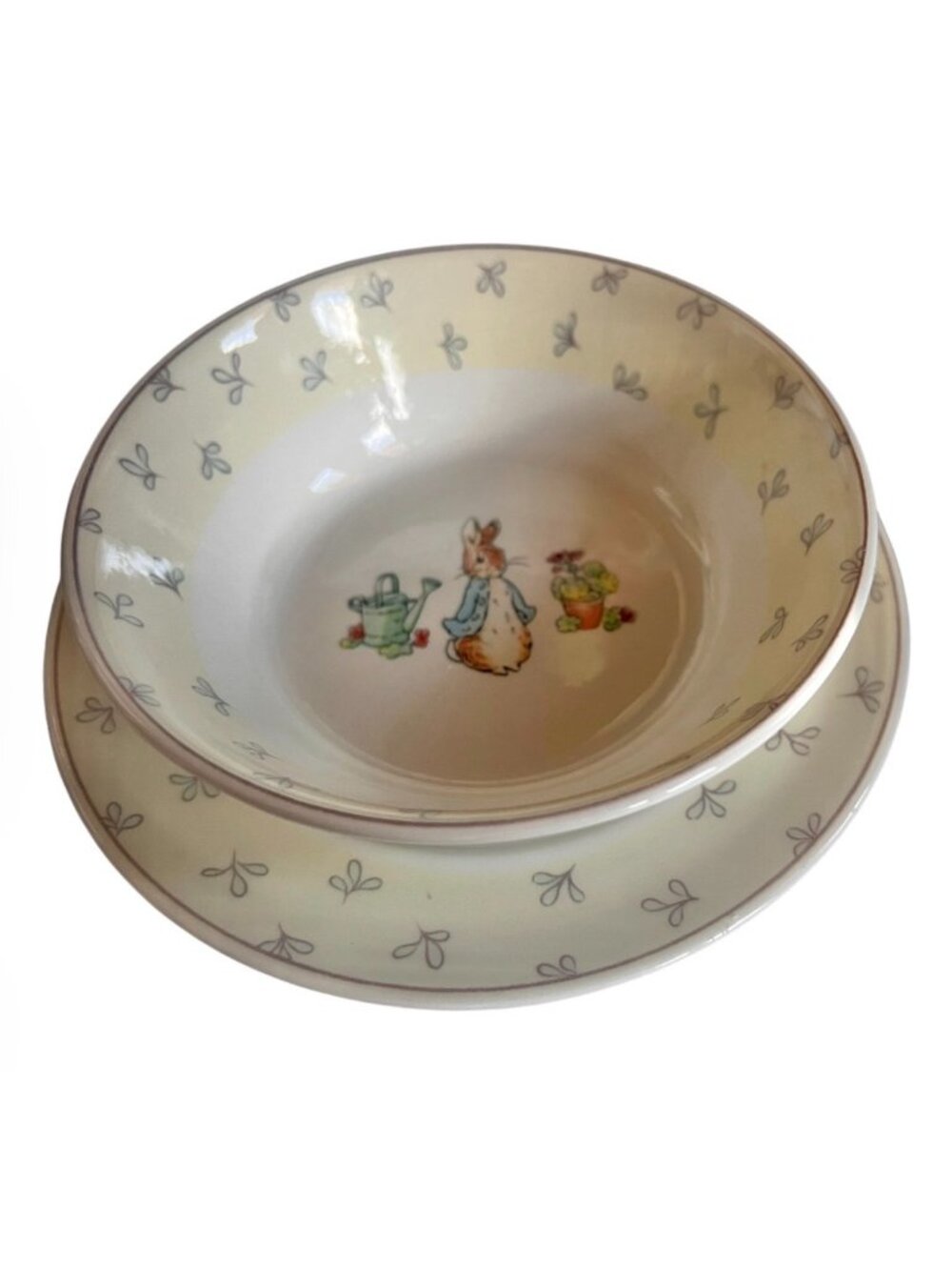 Peter Rabbit Wedgwood Childrens Ceramic Plate & Bowl Set 1996 Made In England